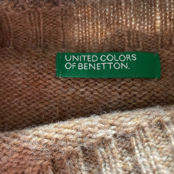 United Colors of Benetton Alpaca Tan Short Sleeve Mockneck Sweater - Picture 7 of 10